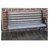 Cast iron and wood bench 50' long