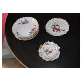 Lot - 6 Royal Rose fine china Japan bowls and set