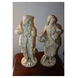 Pair of Marwall 19' tall ceramic fisherman