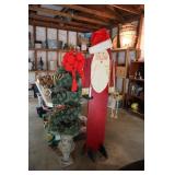 Wood Standing Santa and topiary tree