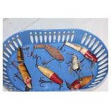 Lot of 6 wooden fishing lures Heddon and more