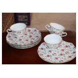 4 Lefton china 'Rose Chintz' snack sets
