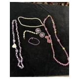 Costume jewelry necklaces, earrings and bracelets