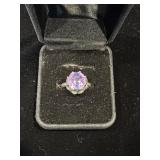 Ring with amethyst style stone marked Mexico