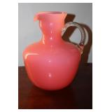 Empoli pink opaline glass pitcher 10' tall