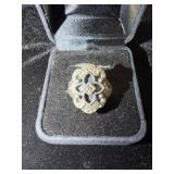 Antique daisy style marcasite ring marked 925