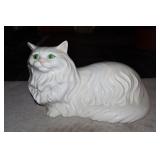 Ceramic reclining pose cat statue