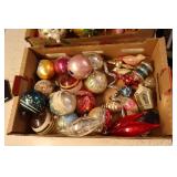 Lot of mercury blown glass ornaments and bird clip