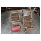 Lot - wood folding chairs, wood folding stool,