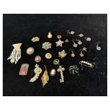 Costume jewelry pins, pendants and earrings