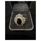 Sterling silver black onyx and marcasite Art Deco