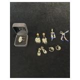 Art Deco ring marked 925 and earrings (some