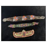 3 Beaded sash folk art pieces possibly Native