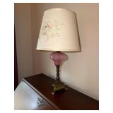 Pair of Fenton style cranberry opalescent