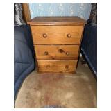 Pine 3 drawer chest 21 X 15 X 25.5