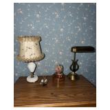 Lot - 1960's brass tone piano lamp with harp lyre