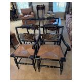 4 L. Hitchcock chairs with black finish, gold