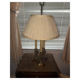 French Bouillotte brass 3 light table lamp
