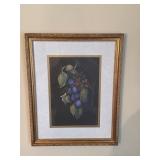 2 Fruit pictures in gold colored frames-
