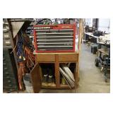 Craftsman tool box and contents of base cabinet