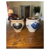 2 Rockdale Union stoneware mini crock/planter