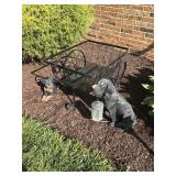 Wrought iron garden cart and 2
