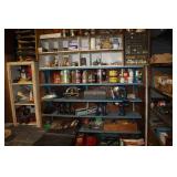 Contents of shelving - LED light bulbs, Ryobi 18V
