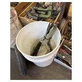 Vise Grip large locking C clamps and a bucket