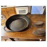 Lodge cast ion fry pan marked 10 and 2