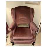 Dusty rose colored wingback reclining chair