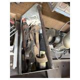 Tool tray and contents - hammer, pipe wrench,