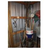 Corner lot - rakes, log pullers, shovel, ice
