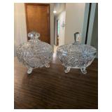 Crystal oval footed candy dish with lid and a