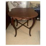 Clover shaped side table with mahogany finish