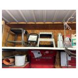 Lot - Metal stool, work light, 2 step stool, Sony