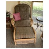 Bamboo patio chair with footstool