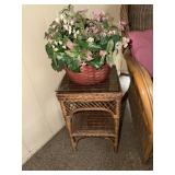 Wicker style patio side table and artificial