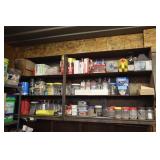 Contents of shelves (cans of spray foam, chalk,