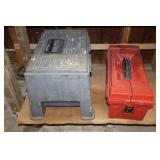 2 tool boxes with contents (wood auger bits,
