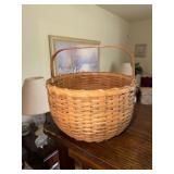 Oak gathering style basket with handle signed