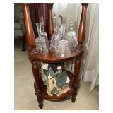 Collection of 6 clear glass bells and 2 porcelain