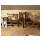 5 Chairs including oak and others and 5 carpet