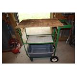 Green Metal cart with wheels