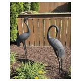 2 Metal crane statues for garden
