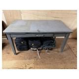 Metal work table and luggage including