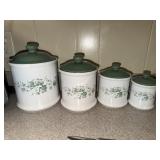 Canister set decorated with green ivy