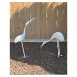 2 Metal crane garden statues (tallest is 34.5