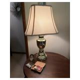 Brass finish touch table lamp with shade,