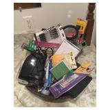 2 Baskets of office supplies - electric pencil