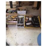 Tool lot - metal toolboxes, squares, chisels,